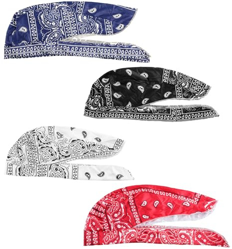 Tabanzhe 4PCS Skull Cap Cycling Helmet Liner – Quick Dry Cooling Sweat Wicking Bandana Beanie, Under-Helmet Head Wrap with Sun Protection for Men and Women Outdoor Sports