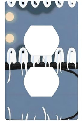 Phayah Fila de fantasmas en un árbol con patrón de receptáculo dúplex placa de pared tamaño estándar policarbonato termoplástico doble enchufe cubiertas