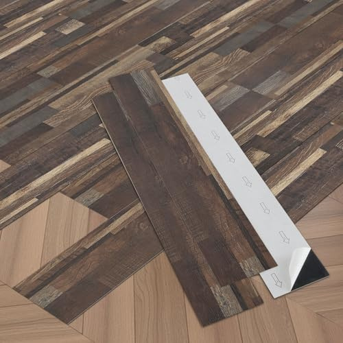 Home Nature PVC Bodenbelag (Dunkle Walnuss Holzoptik, 91 * 15cm)