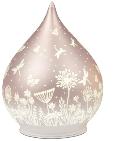 formano LED dekoration droppar glas persika rosa 15 cm matta gla med blommor dekor timer 6 h/18 h, batteridriven (3 × AA), stämningsfullt atmosfärsljus för bord, fönsterbräda och hylla