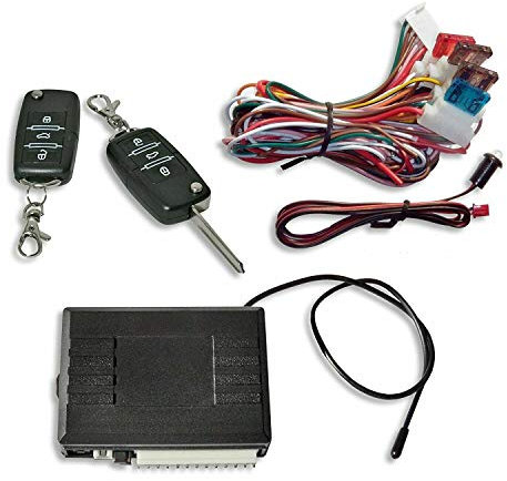 Ricambi auto Kit fermeture centralisée universelle voiture avec 2 télécommandes 7105 (2 pièces, Compatible avec les véhicules 2 et 4 portes)