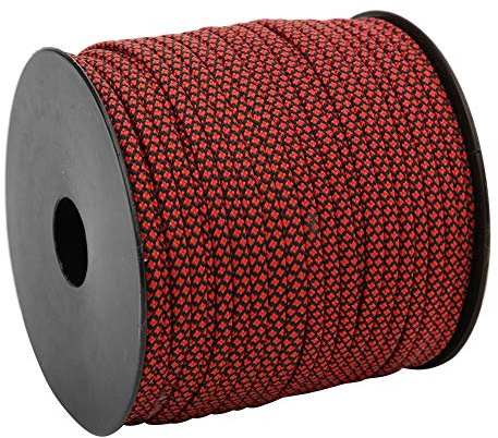 Paracord campingrep, tjock 7 Paracord Rescue Tying Tent Snodd Camping Rep 50M 4 mm för vävning av armband utomhus (röd svart