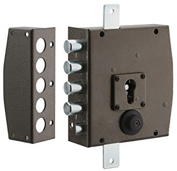 THIRARD - Scatola Serratura in Applique a Doppia Entrata per Porta d'Ingresso - 154 x 140 mm - 3 Punti - Sinistra - Corpo e Gancio Acciaio - Bloccaggio a Tre Punti - Nero