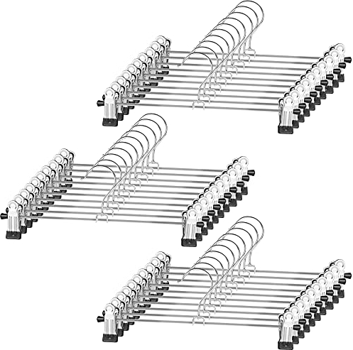 NORTHERN BROTHERS Trouser Hangers, 30 Pack Skirt Hangers with Clips Adjustable Clip Clothes Hangers for Trousers Coat Jeans Skirt