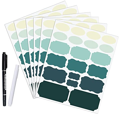 JaoNanl Colored Removable Label Stickers for Jars,Self-Adhesive Chalkboard Labels Waterproof Reusable Write-On Kitchen Pantry Stickers with 2 Markers for Storage Bin,Spice Jar,Food Container,120Pcs