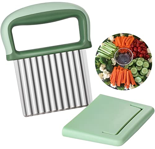 Crinkle Cutter Potato Crinkle Chipper Stainless Steel Wavy Knife Cutting Tool Potato Chopper Carrot Blade Slicers French Fry Cutter Onion Chopping Knife