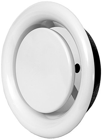 ABOUT VENT Ø 125 mm metall vit tallriksventil – rund frånluft ventilationsventil – anemostat, diffusor, ventilationsgaller
