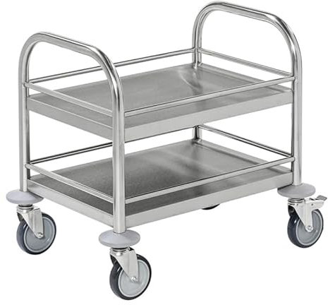 Mini-Edelstahl-Servierwagen mit 2 Böden, 530 x 375 x 550 mm, Traglast: 80 kg, C2
