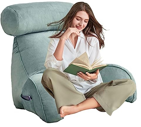 AMZZHAO Lesekissen Stützkissen Bücherkissen Bettruhekissen Rückenkissen Keilkissen Nackenkissen Dekokissen Fernsehkissen mit Armlehnen und Nackenstütze für optimalen Sitzkomfort