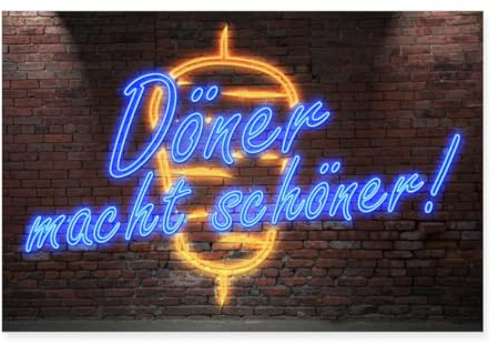 Döner Macht Schöner Leuchtreklame Poster 90x60 cm