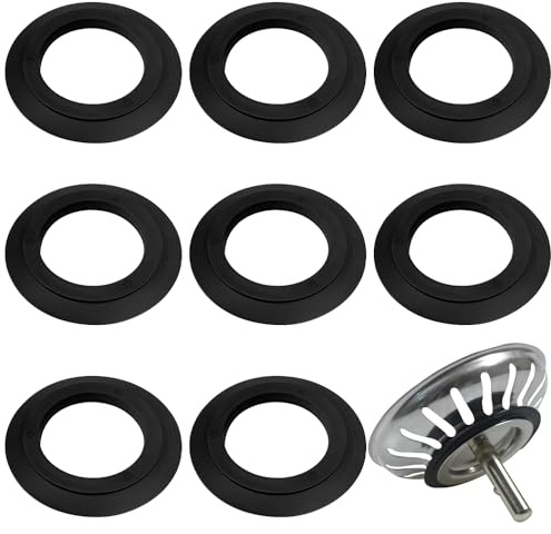 8 PCS Joint D'Évier de Cuisine,Joint en élastomère pour paniers filtrants, Ø extérieur 54 mm, Ø intérieur 32 mm, pour Filtre D'Évier de Cuisine (Noir)