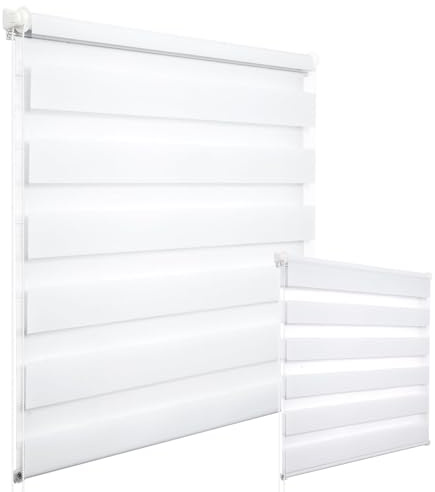WOLTU 2 Stück Doppelrollo Klemmfix ohne Bohren Duo Rollo Klemmrollo für Fenster mit Klemmträger, Fensterrollo Lichtdurchlässig & Verdunkelnd Wandmontage, Weiß 65x220 cm (Stoffbreite 61 cm)