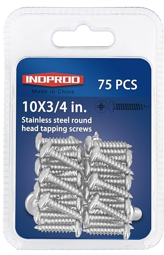INDPROD #10 x 3/4 Wood Screw, Phillips Pan Round Head, 304 Stainless Steel, Self Tapping Sheet Metal Screws, M5 x 20mm, 75-Piece