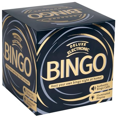 Ideal Deluxe Electronic Bingo Game | Host Bingo Night at Home | 4 Game Options | Includes Electronic Caller With Illuminated Screen & Catchphrases | Play With Friends & Family | 3+ Players | Age 4+