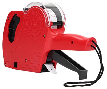 Manual Labeling Machine, 8 Digits Price Tag Gun for Clothing, Toys, Luggage, Carpets, 21x12mm Label Paper, Portable Label Maker with Ink Cartridge (Red)