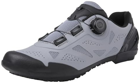 omcam Spin Scarpe da Ciclismo per Uomo Donna Pedale Piatto da Corsa Sneaker Non Bloccante Scarpe da Bici Senza Tacchette Unisex Scarpe da Bicicletta da Strada,Grigio,44 EU