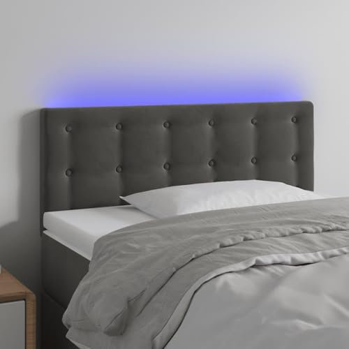 Sufrk LED Kopfteil Bett Kopfteil Headboard for Bed Kopfenden Bed Headboard Kopfteil Dunkelgrau 90x5x78/88 cm Samt - 3122083