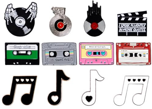 Sxutop 12 Pièces Épingles de Broche en Émail Mignon Badge À Thème Musical Amusants Broches Métal pour Enfants Femmes Insigne de Mode Pins Décoratif pour Vêtements, Sacs, Bricolage Artisanat, Décor