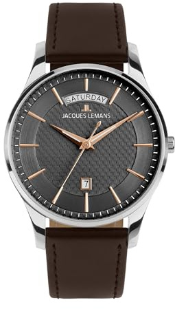 JACQUES LEMANS - Armbanduhr Date London - Quartz Uhrwerk - Gehäusedicke: 8 mm - Gehäusebreite: 40 mm - Edelstahl - 5 ATM