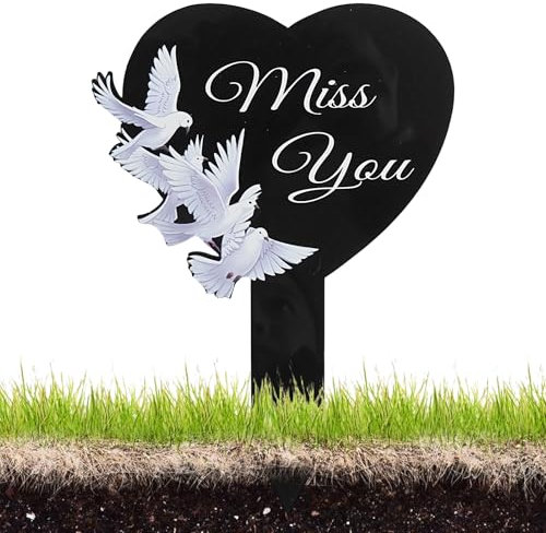 Decoraciones memoriales graves, marcadores conmemorativos graves,2do cementerio acrílico al aire libre - Corazón y cruce de la simpatía conmemorativa Los marcadores de tumba para el jardín de la obra