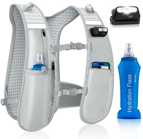 Nextyu Laufweste Damen und Herren, Leicht Trinkweste mit Trinkflasche Soft 500ML & Handytasche, Trinkrucksack Verstellbare Brustgurte für Trailrunning Wandern Marathon Laufen Joggen