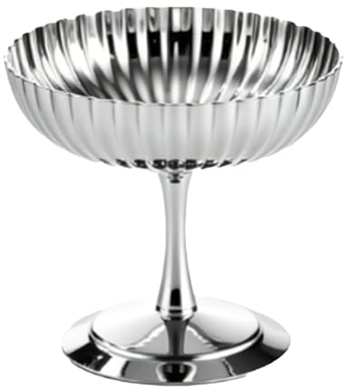 BAOFUYA Glasskopp Fotförsedd Servering 304 Glasskopp i Rostfritt Stål, Dessertskål med Fot 10x8,8 Cm för Yoghurtpudding Bestick (Silver)
