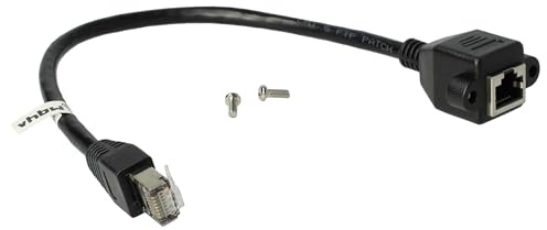 vhbw Cat6 Ethernet LAN-förlängningskabel med RJ45 hane till hona - Cat6 förlängningskabel för panelmontering, 0,3 m svart
