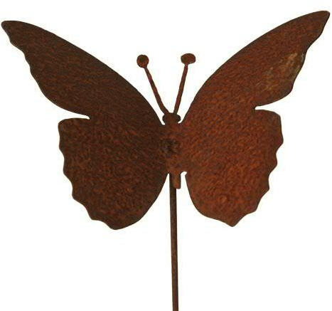 Bellissima e di alta qualità – Statuetta di animale – spina in ruggine/figura di animale – Grande scelta – Statuetta da giardino in metallo – Decorazione da giardino (farfalla – Lunghezza 60 cm)