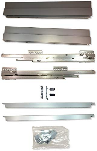 GRASS Lådsystem set Nova Pro SCALA fullt utdrag dämpad, synkroniserad, 40 kg, höjd 90 mm med rektangulär, lådutdrag, låda, utdragslåda, utdragslåda (NL 500 mm, silver) från UMAXO®