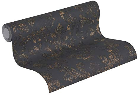 Baroque Wallpaper Neue Bude 2.0 Ed. II Non-Woven Wallpaper 10.05 m x 0.53 m Black Gold Made in Germany by Livingwalls 374132 37413-2