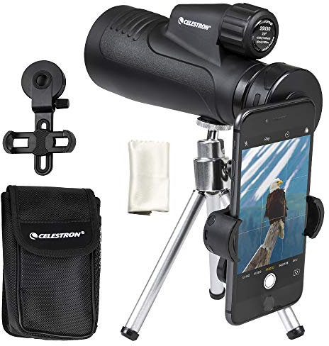 Celestron – Outland X 20x50 Monocular – Outdoor and Birding Monocular – Fully Multi-Coated Optics and BaK-4 Prisms – Bonus Smartphone Adapter, Bluetooth Remote & Tripod Included