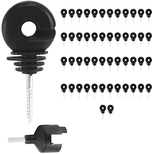 50 isolanti per anelli di recinzione elettrici, isolanti a vite, accessori per recinzioni elettriche per pali in legno + 1 strumento per presa isolante