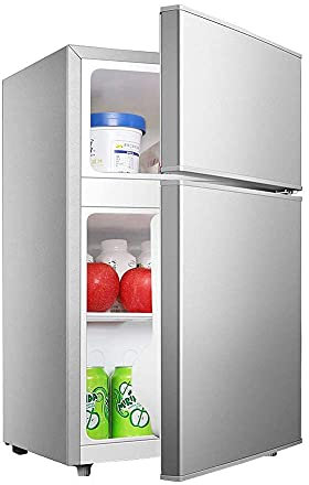 NMNMNM Congelador, Independiente 58L 76L Refrigerador de Doble Puerta con estantes Control de Temperatura Compresor de Baja energía para el hogar Cocina Oficina Dormitorio (76L)