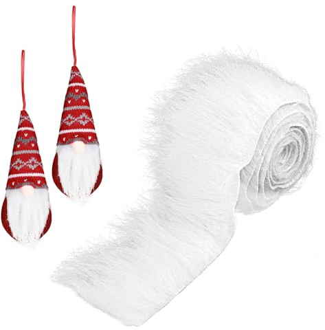 WLLHYF Tela de piel sintética precortada, 5 x 150 cm, felpa peluda, rollos precortados de pelo suave y esponjoso para manualidades, disfraces, decoración, barba enana (blanco)
