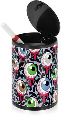 Blutige Zombie Aliens Outdoor Aschenbecher für Zigaretten Terrasse mit Deckel Edelstahl Tragbares Autozubehör Aschenbecher für Zigaretten für Büro Auto Terrasse