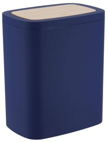 Tendance - Papelera abs Goma+PVC bambú 5l - Azul Marino