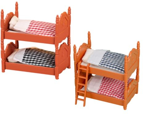 UPKOCH Puppenhaus-etagenbett-Set 2er-Pack Miniatur-möbelmodell Für Jungen- Und Mädchenzimmerdekoration Mini-hauszubehör Spielzeug