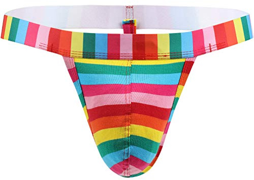 BENFLK Herren T-Rücken Unterwäsche Regenbogenfarbe Sexy G-Strings Weiche Baumwolle, XXL Größe