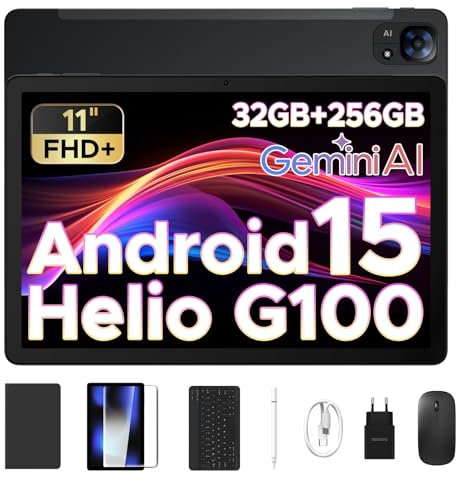 DOOGEE Tab E3 Tablet Baratas y Buenas con Teclado y Lápiz, 32GB+256GB/2TB Android 15 Tablet 11 Pulgadas, Tablets 4G Helio G100, Gemini AI/5G WiFi, 8800mAh/ 13MP+5MP/ GPS/OTG/Face ID/Doble Altavoces