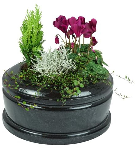designgrab Exclusiv-Grande coupe funéraire en granit suédois Noir 33 cm poli et digne