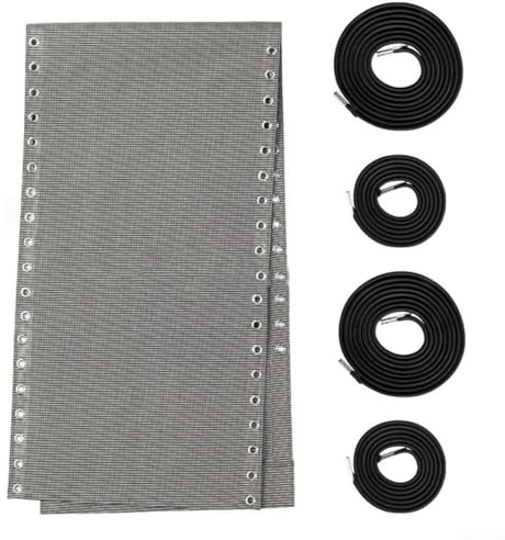 babominimer Ersatz-Stoffkordel-Set für Strandkorb - 160 x 43 cm Nylon-Reparaturtuch mit elastischen Seilen, wasserdichtes UV-beständiges Netz, DIY-Deckchair Fix Set (Weiß Grau)
