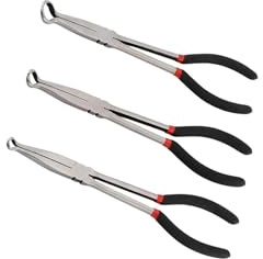 YIXANNX Long Reach Nose Pliers Bent Nose Pliers Garage Premium High Hardness Long Lasting Comfort Grasping Power Multifunctional Vehicles Wire Repair Tool