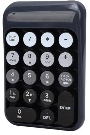 VELATEMOR Teclado Numérico Inalámbrico Bluetooth de 18 Teclas y Teclado Numérico 2.4G con Teclas Cóncavas Ergonómicas e Impresión Resistente a la Decoloración para Computadoras (Black)