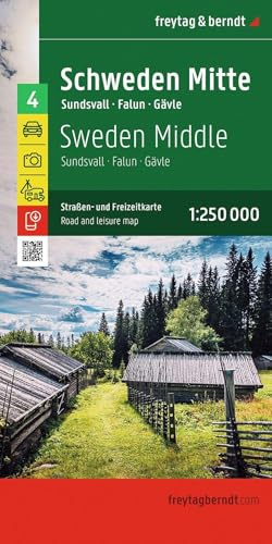 freytag & berndt Straßenkarte Schweden Mitte 1:250.000: Straßen- und Freizeitkarte Sundsvall - Falun - Gävle, Camping- und Stellplätze, Blatt 4