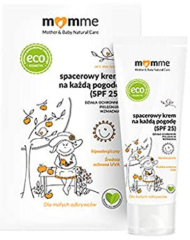 MoMMe, Crema protectora, Para niños y bebés, Protección contra todo clima, SPF 25, Protección UV, Para caminatas, Natural, 50 ml
