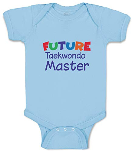 Cute Rascals Custom Boy & Girl Baby Bodysuit Future Taekwondo Master Sport Funny Cotton Baby Clothes Light Blue Design Only 6 Months