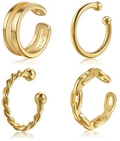 CHIC & ARTSY Ear Cuff Set Damen Ohrmanschette Ohrringe 925 Sterling Silber Earcuffs Set Helix Knorpel Ohrmanschette Ohne Ohrloch Wickelohrring Fakepircings Ohr Cuffs Ohrklemme