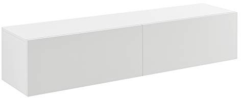 [en.casa] Mueble de TV Evaton Armario Flotante Estantería de Pared con 2 Compartimentos Consola de Entretenimiento Multimedia 140 x 33 x 30 cm - Blanco Mate