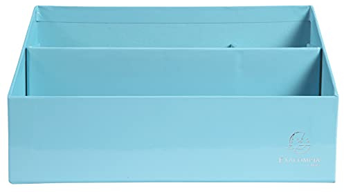 EXACOMPTA - Ref. 67961D - 1 vertikal sorteringslåda/brevlåda med 3 fack i Aquarel-kartong - Mått 250x100x140 mm - Kompatibel med DL- och C6-kuvert - Pastellblå