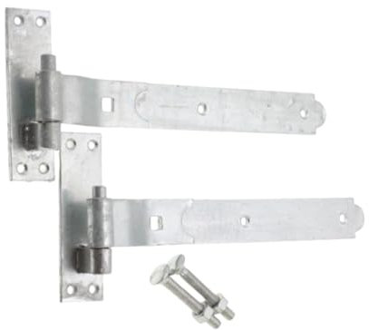 Infinity Decor Gekröpfte und gerade robuste Haken und Band Torscharniere Drop Bolt Set – verzinktes Zink (2 x 12 '' Haken & Band Scharnier – gekröpft)
